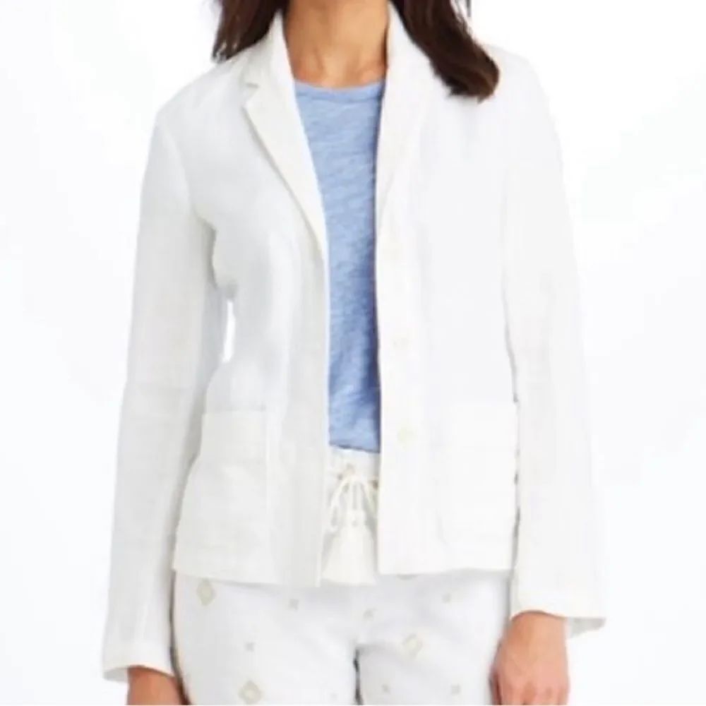 J. McLaughlin Solid Aubrey Linen Blazer Jacket - White